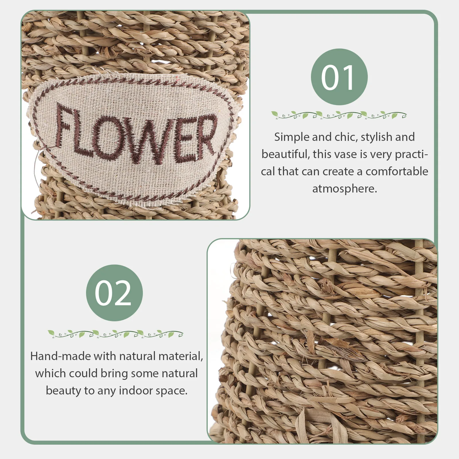 

Woven Vase Decorative Basket For Floral Arrangement Handmade Natural Material Retro Embroidery Lightweight Odorless Simulated