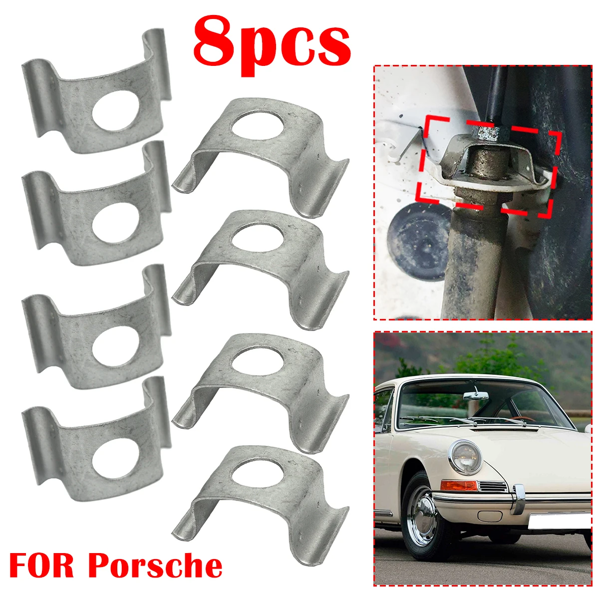

8pc Car Brake Hose Line Fixing Securing Clips Bracket Retaining Rivets Spring Repair Accessories FOR Porsche 356 911 912 914 968