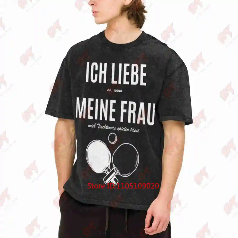 I Love Table Tennis Ideas Ball Blade Vintage Washed Tee Pure Cotton T-Shirt