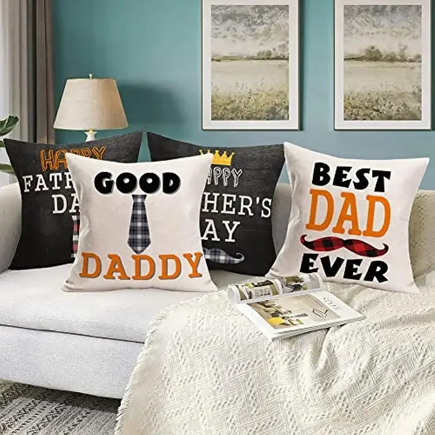 Happy Father's Day Inspirational Quotes Pillowcase Mustache decorative cushion cover Modern home décor pillowcase