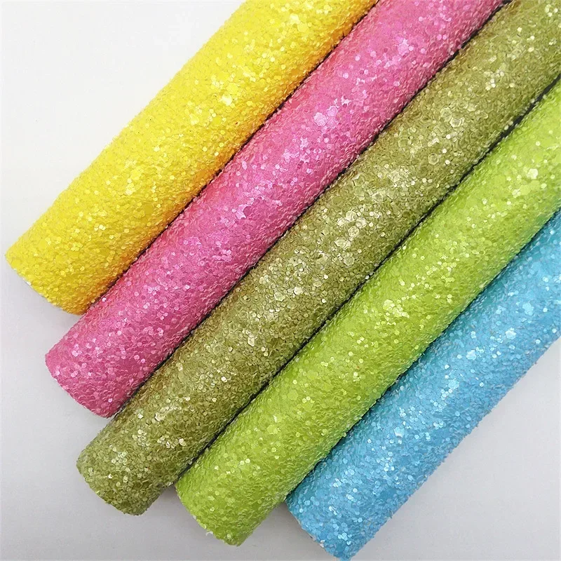 30X134CM Mini Roll Spring Matt Chunky Glitter Faux Leather Felt Backed Glitter Accents Hair Bow Supplies Craft Leather W699