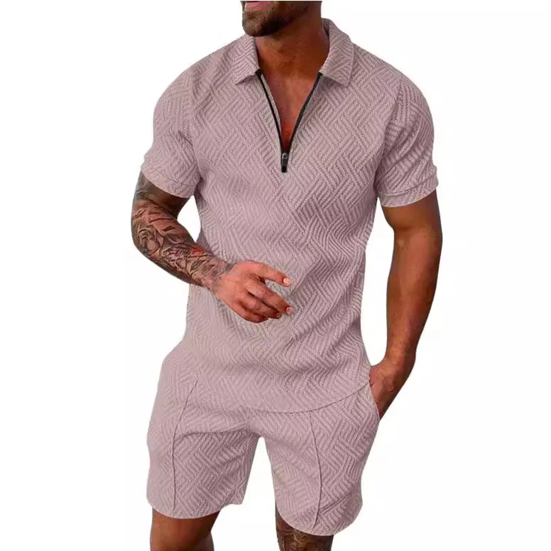 Europe and the United States Selling Men\'s 3D Printing Sports Fitness Casual Fashion Short Sleeve POLO Suit