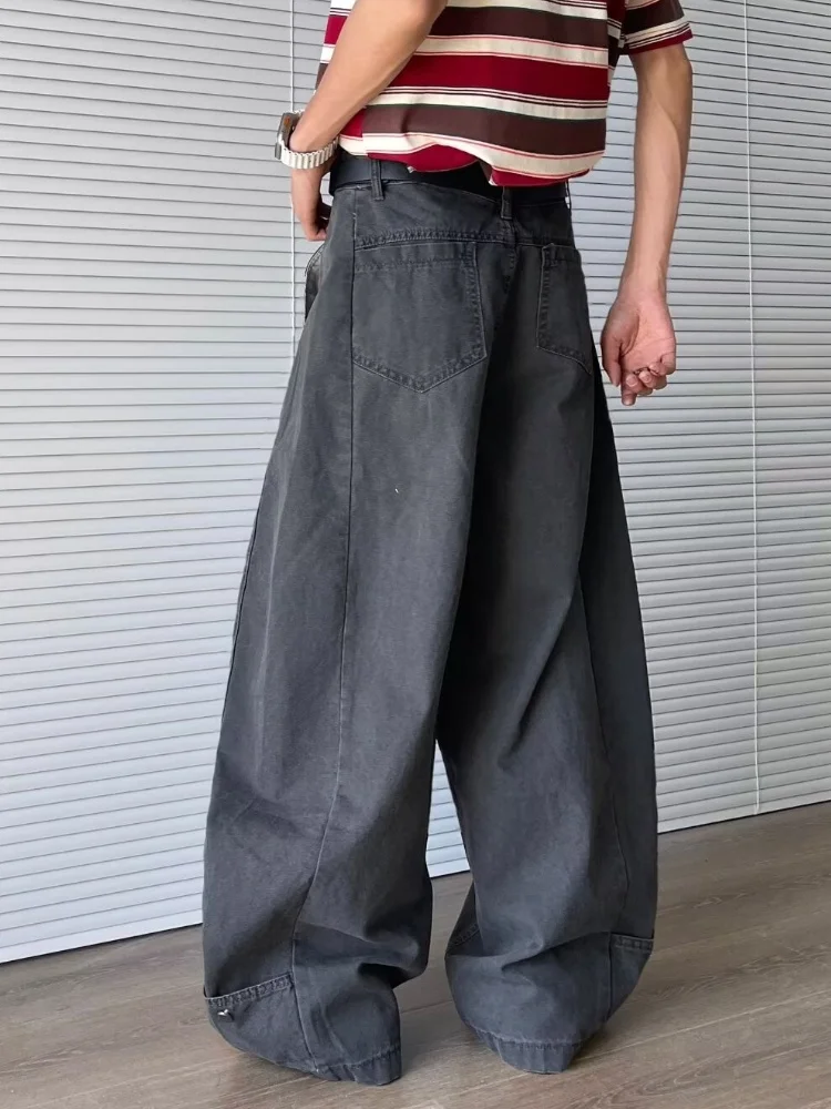 2025 Trashy Y2K 2000S Mode Dunkelgrau Plissee Baggy Jeans Hosen Für Männer 90S Vintage Kleidung Breites Bein Lässige Dame Lange Hosen – Detail 5