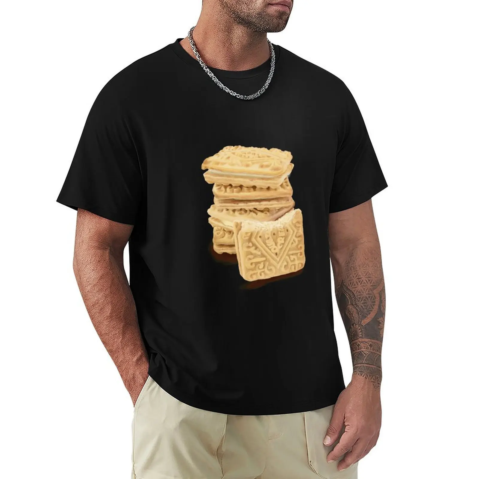 Custard Cream Stack T-Shirt Lightweight Casual Summer T-Shirt