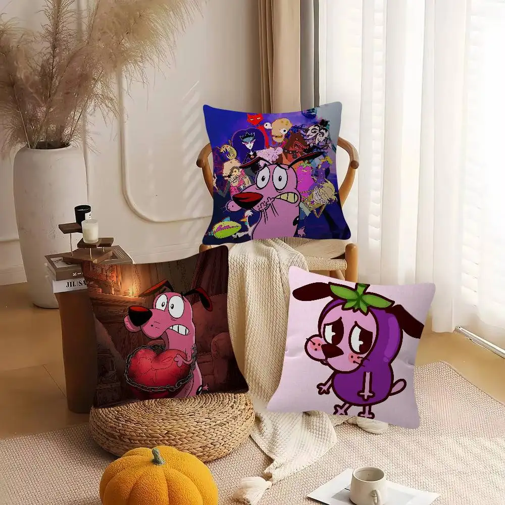 Anime COURAGE The Cowardly Dog Cute Cartoon Two-dimensional Pillowcase Bedroom Sofa Cushion Cover Nap Pillow Cover