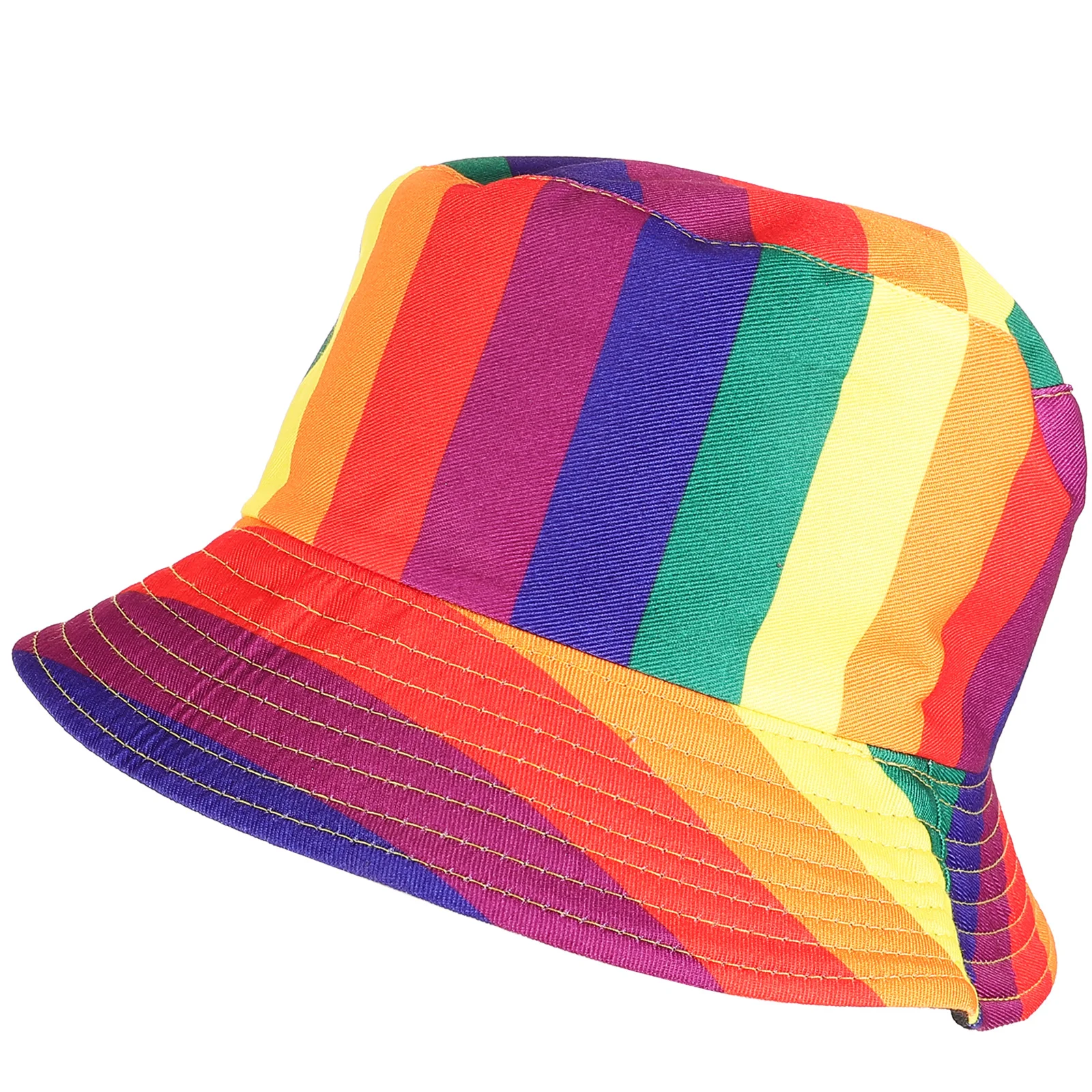 

Rainbow Seven Colors Bucket Wide Brim Sun Protection Hat Lightweight Breathable Cotton Sun Hat for Fishing Hiking Camping