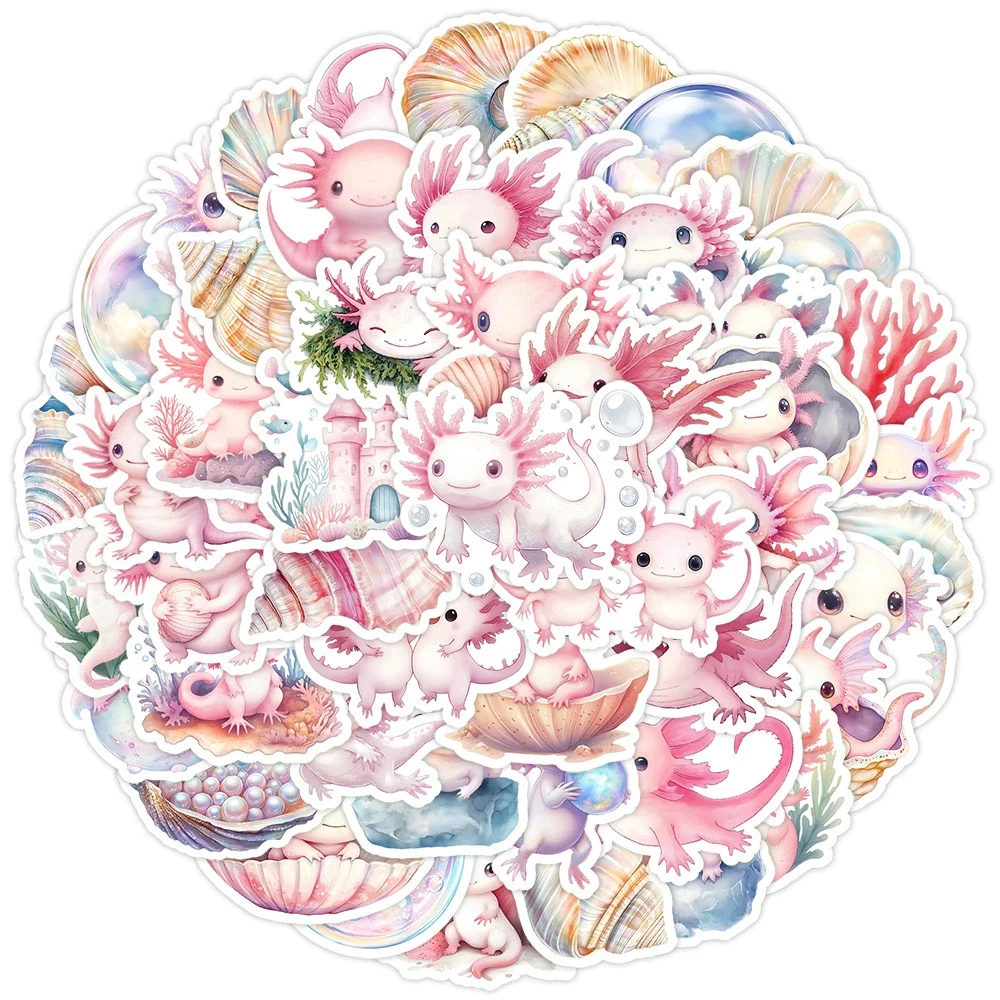 

10/30/50pcs Kawaii Cute Animal Axolotl Stickers Cartoon Aesthetic Sticker DIY Water Bottle Phone Notebook Graffiti Decals Pack
