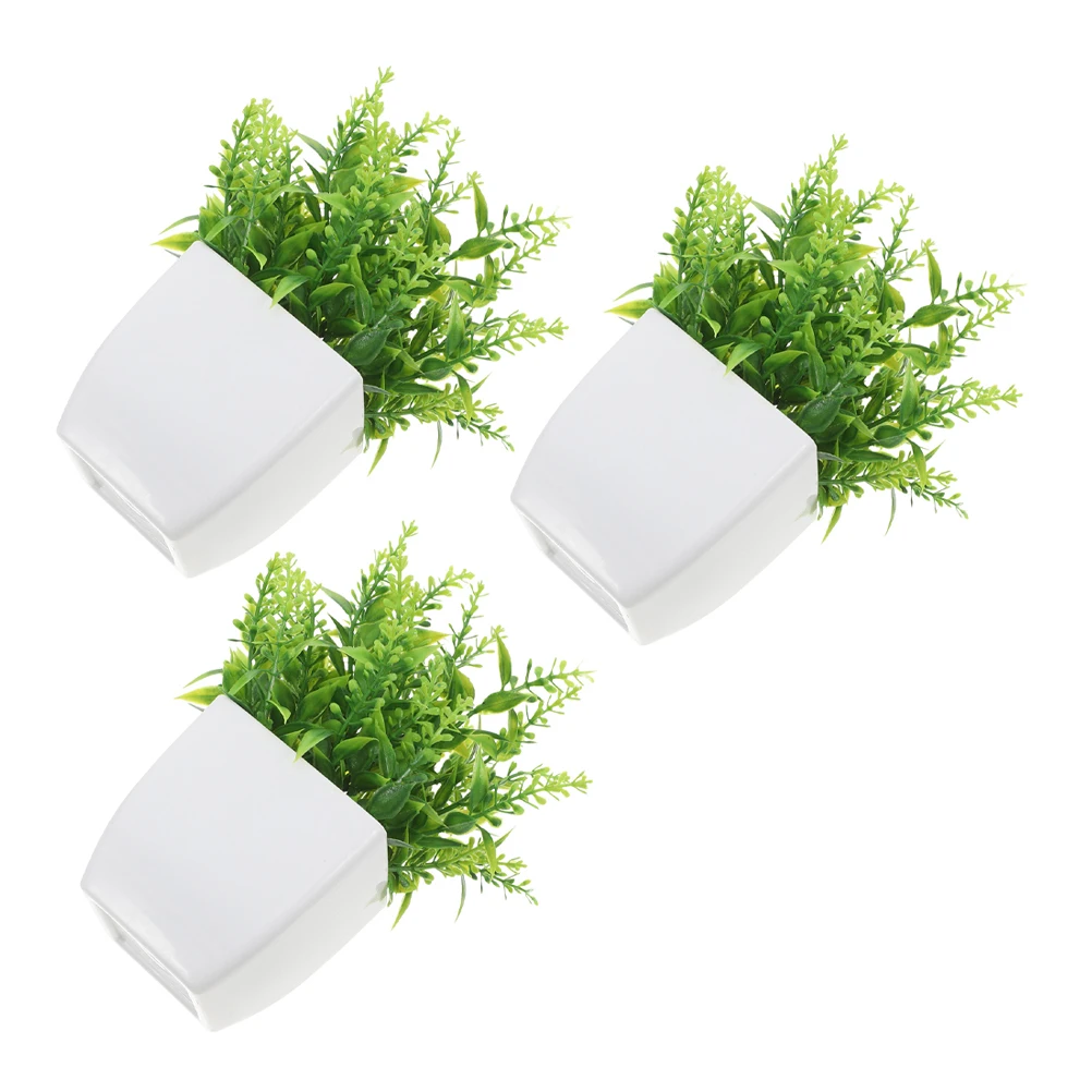 

3 Pcs Simulated Lavender Potted Plant Artificial Plants Indoor Flowerpot Bonsai Decoration Desktop Tree Pp Bathroom