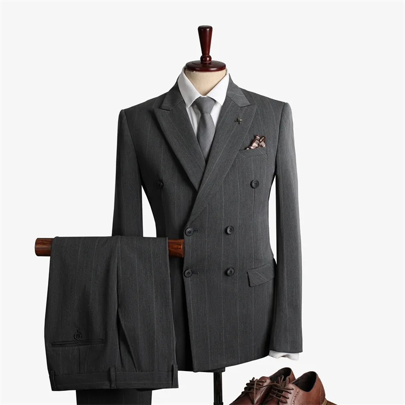 (14) Customized New Double-breasted Suit Suit, Men's Slim Groomsmen Suit, Business Casual Wedding