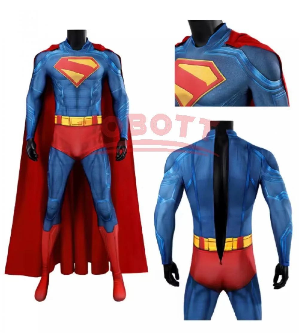 

Hero Zentai Man Clark Kent Disguise Halloween Cosplay Costume Bodysuit with Red Cloak 3D Printed Kent Outfit