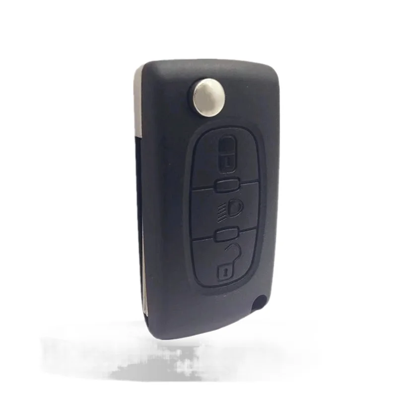 

Wholesale car key shell for Peugeot Citroen 3-key folding key case 0536 slotless seat with light