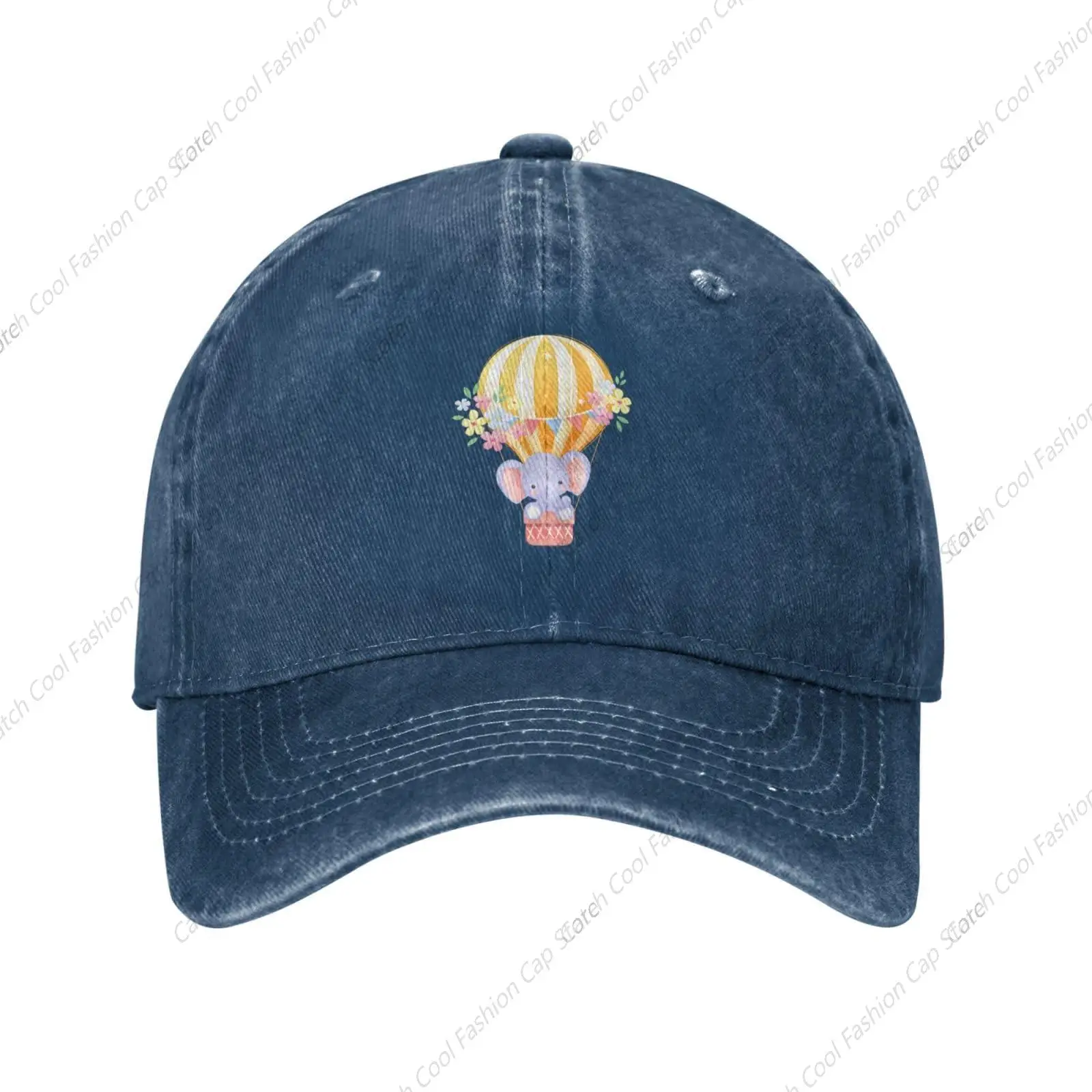 Cute Elephants Air Balloons Fly Together Baseball Cap for Men Women Vintage Trucker Denim Hat Washed Cotton Fashion Unisex