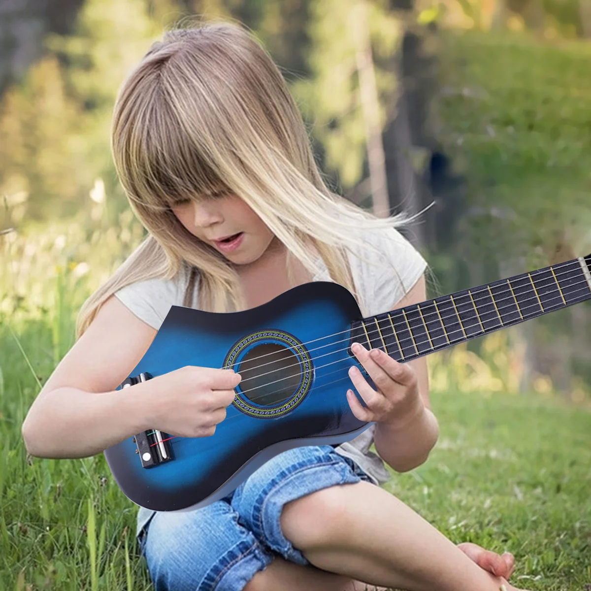 21 Polegada instrumento musical crianças guitarra crianças brinquedos acústico portátil vintage de madeira