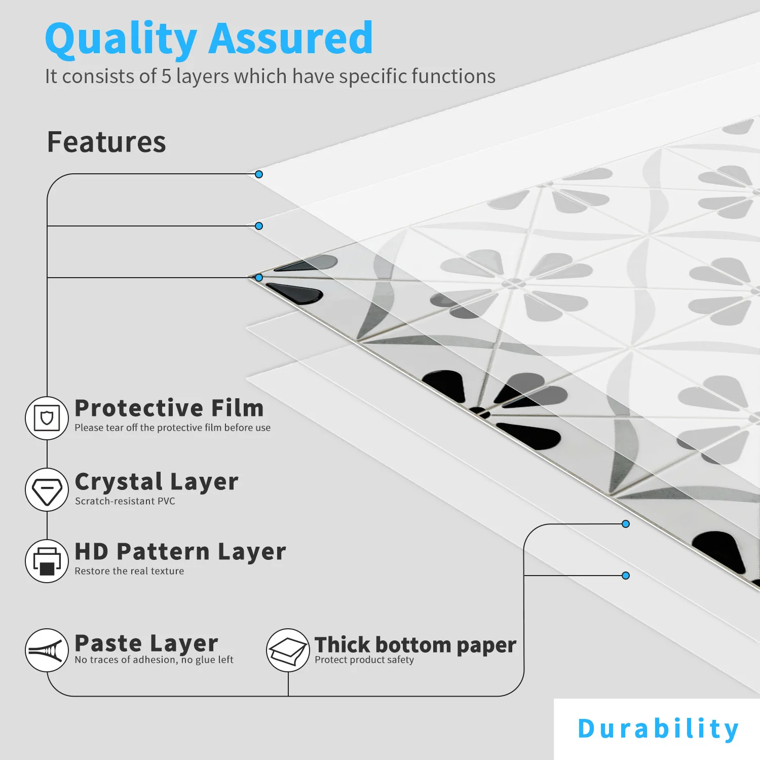 Tile 3D Waterproof Cabinet Wallpaper Home Decor Furniture Vinyl Wall Self Adhesive PVC Wallpaper Kitchen Cabinet Door Sticker view 6