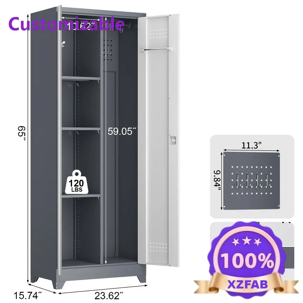 Factory Direct 2026  Metal Garage Storage Cabinets with Doors and Shelves, Locking Cabinet, Broom Closet Storage Cabinets