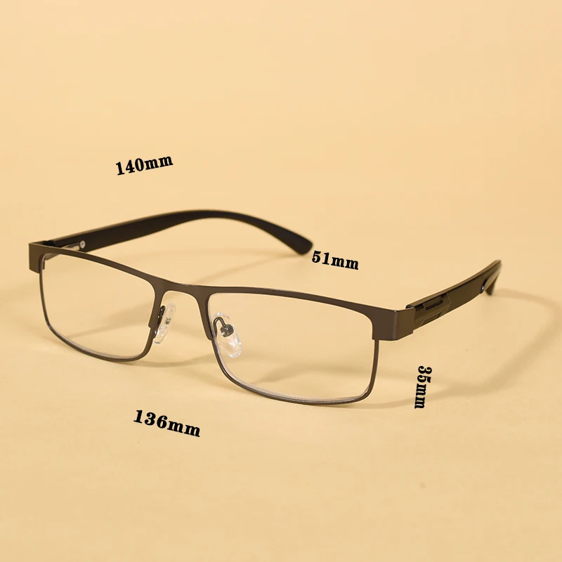 Edelstahl Männer Business Lesebrille für Reader Herren Presbyopie Optische Brillen +100 + 150 + 200 + 250 + 300 + 350 + 4000 – Detail 1