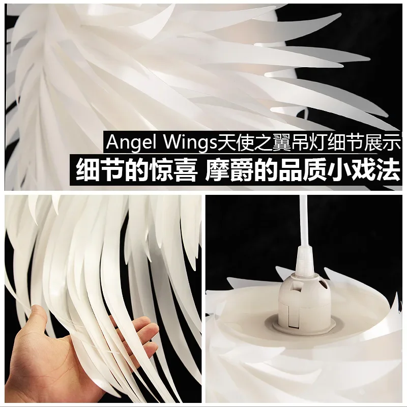 Postmodern white feather chandelier living room bedroom personality fashion angel wings LED chandelier free shipping