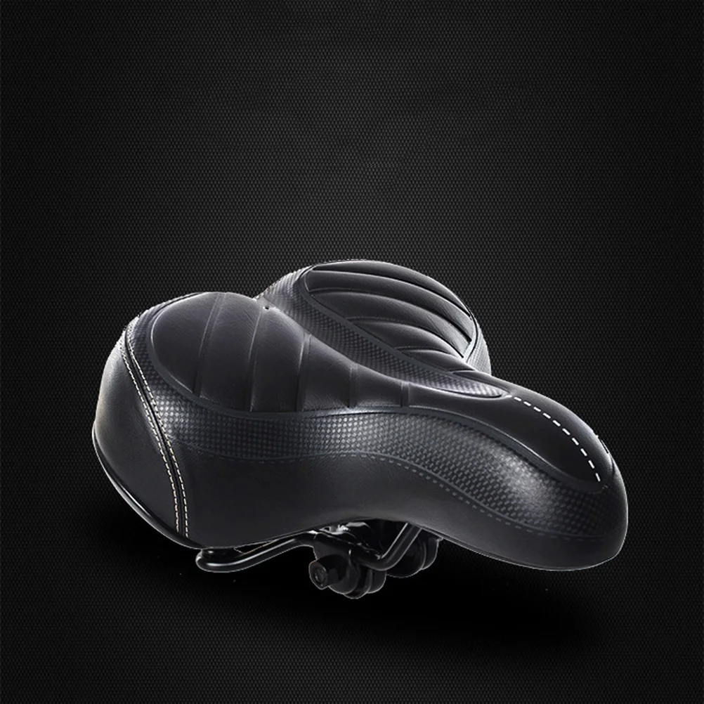 Mountain Bike Cushion Saddle Seat Mat Resistant Water Resistant Steel Bottom Grooved Center Comfortable Bike Seat