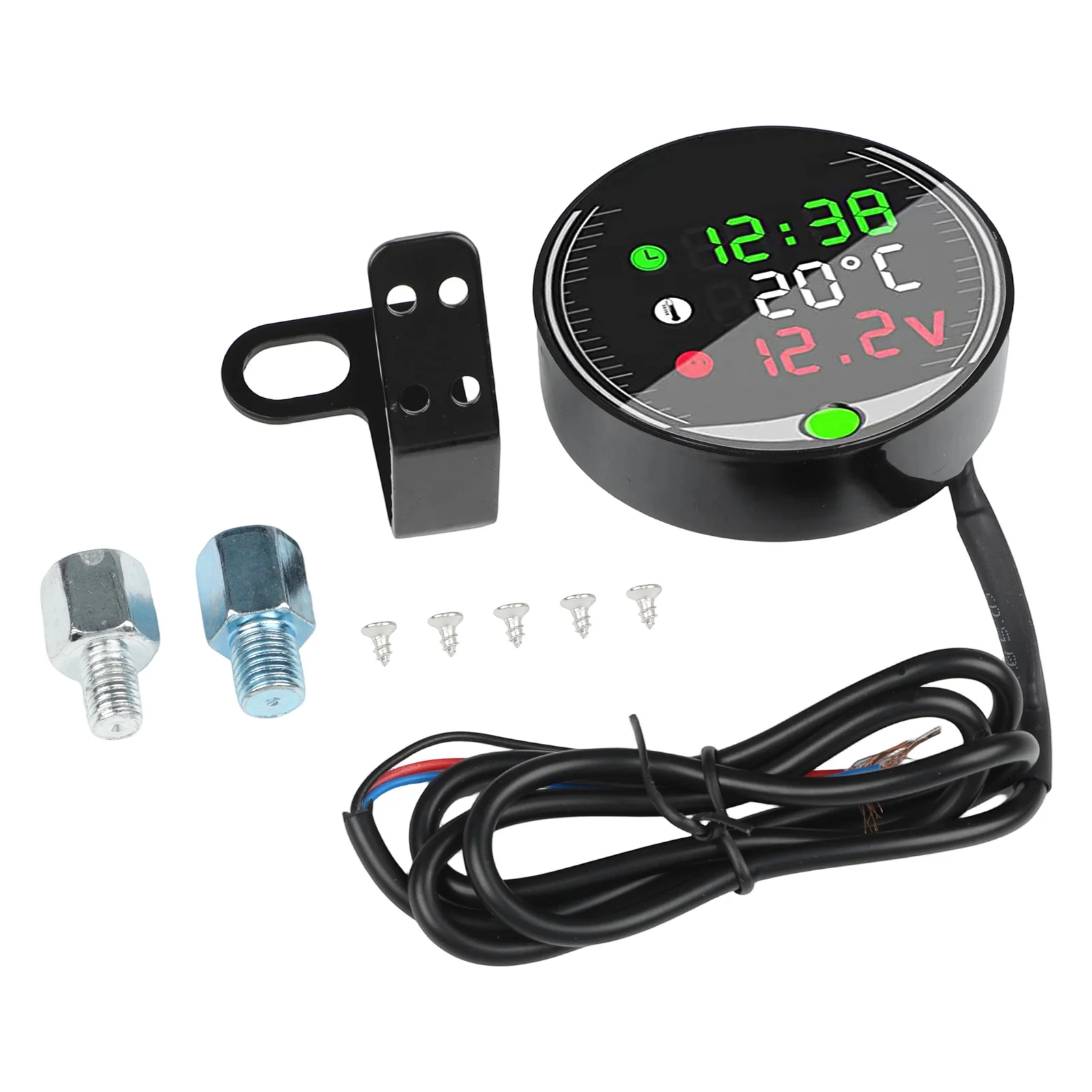 Panel Digital Display Voltmeter Ambient Temperature Meter 9-24V Compatibility Motorcycle Performance Monitoring