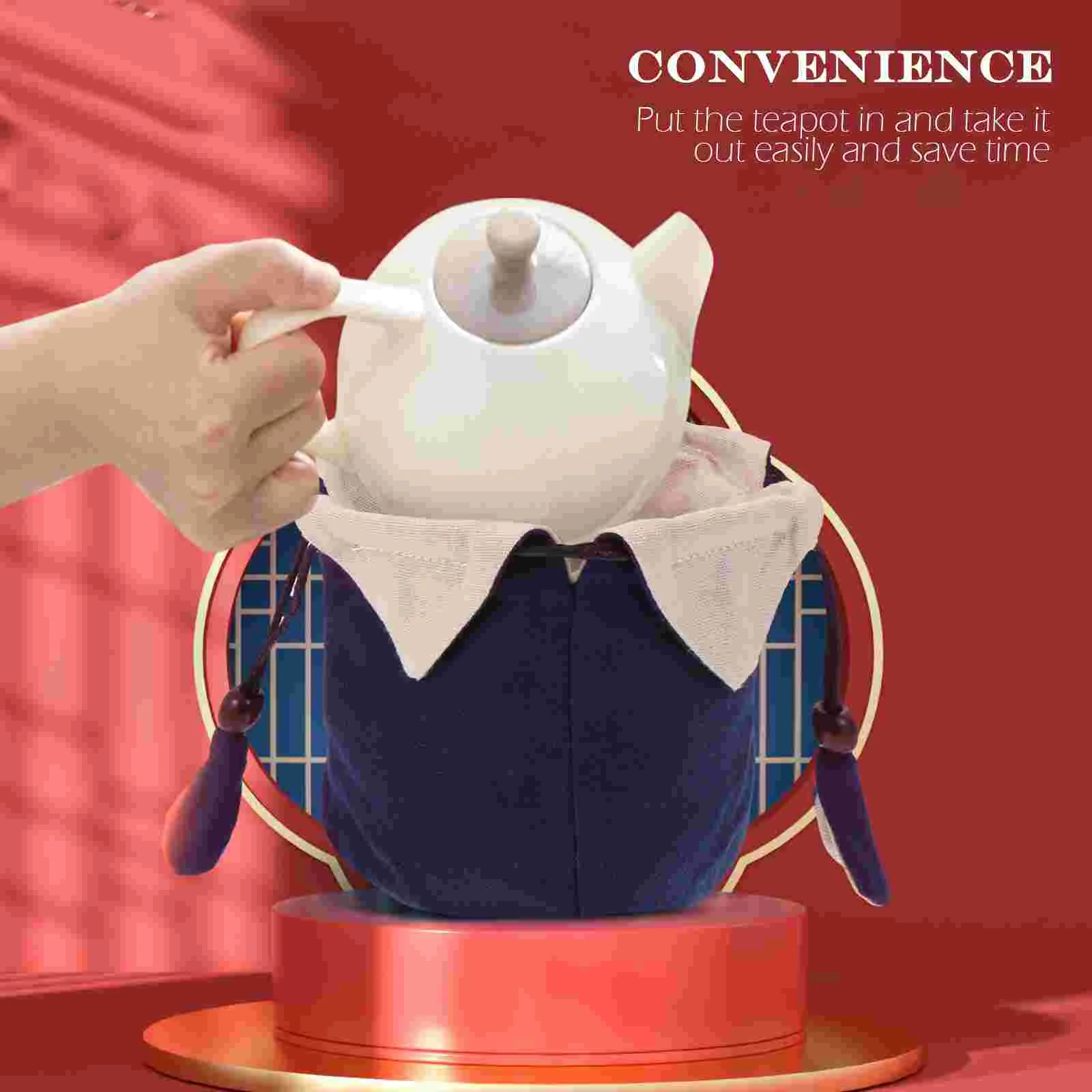 Cotton Linen Teapot Bag Kung Fu Travel Teaware Pouch Portable Duffle Stainless Steel and Storage