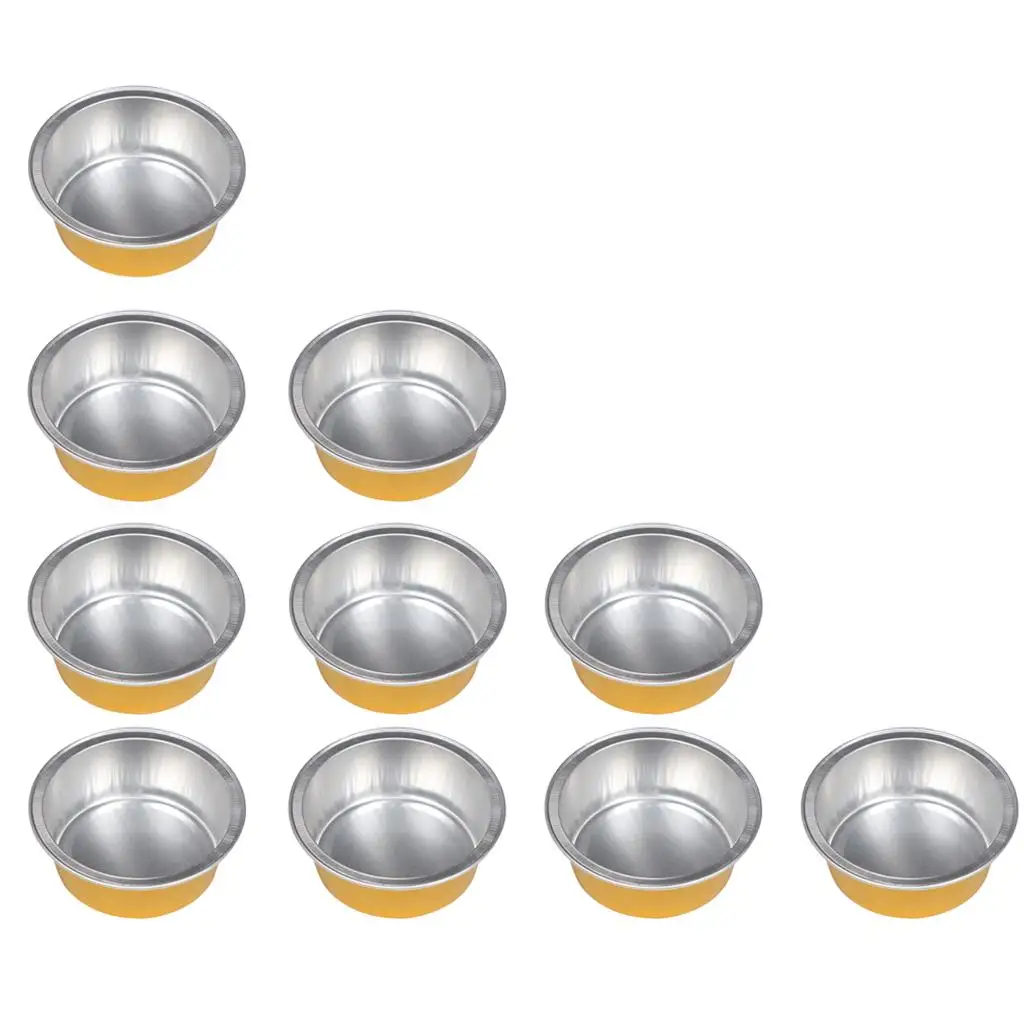 10 × وعاء صهر شمع من رقائق الألومنيوم، وعاء تسخين شمع صغير، ذهبي