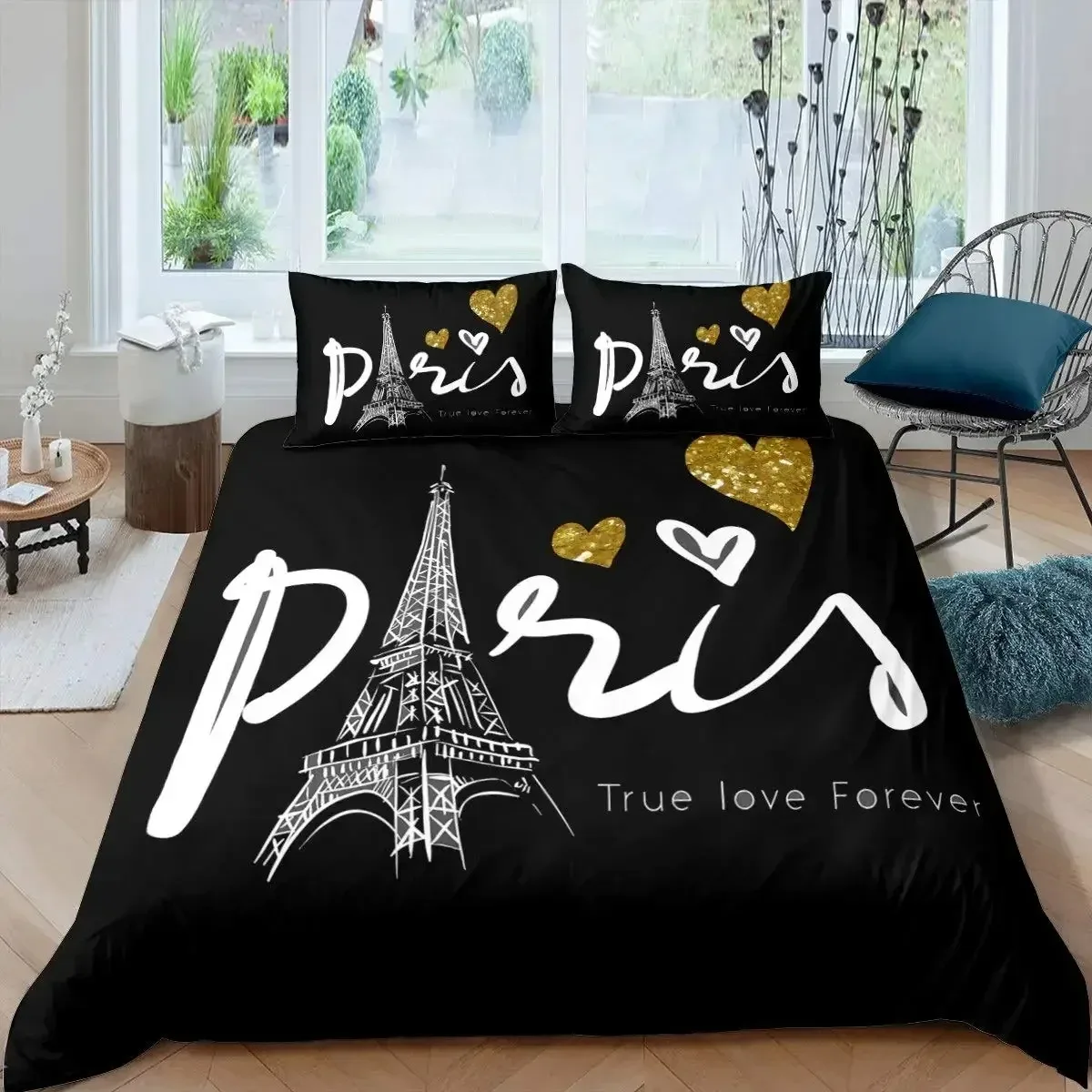 

Eiffel Tower Comfortable Duvet Quilt Cover Pillowcase Bedding Set Children Bedroom Decoration Home Textile