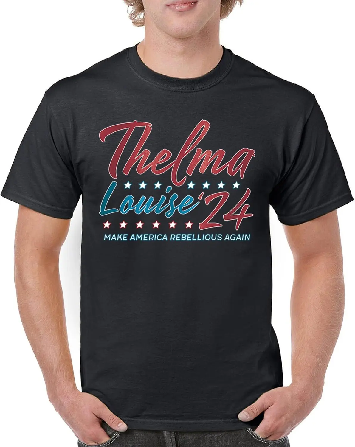 Thelma and Louise 24 Make America Rebellious Again T-Shirt Iconic Movie Duo Best Friends BFF Road Trip Men's Tee