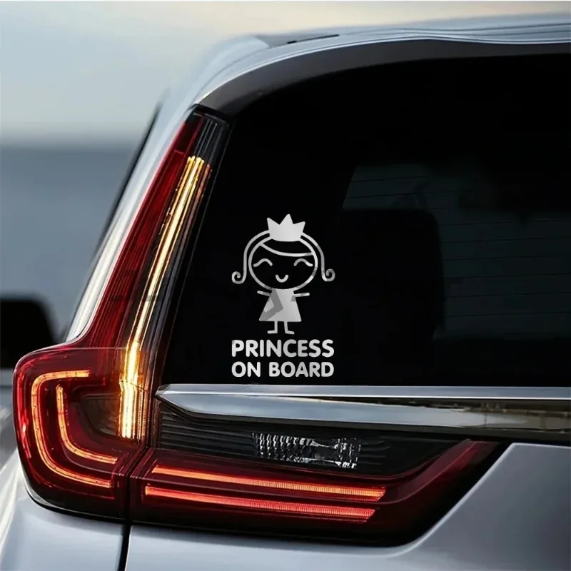 Car Sticker Smiling Girl Pattern Princess on Board Decal Driving Safety Warning Sign Sticker Creative Car Decoration Accessories