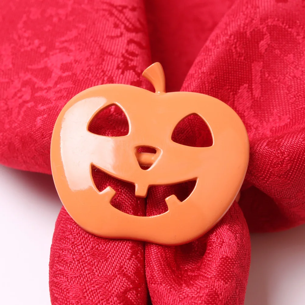 

12pcs Pumpkin Shaped Napkin Buckles Halloween Table naments Zinc Alloy Fall Decor Brightly Colored Napkin for Restaurant