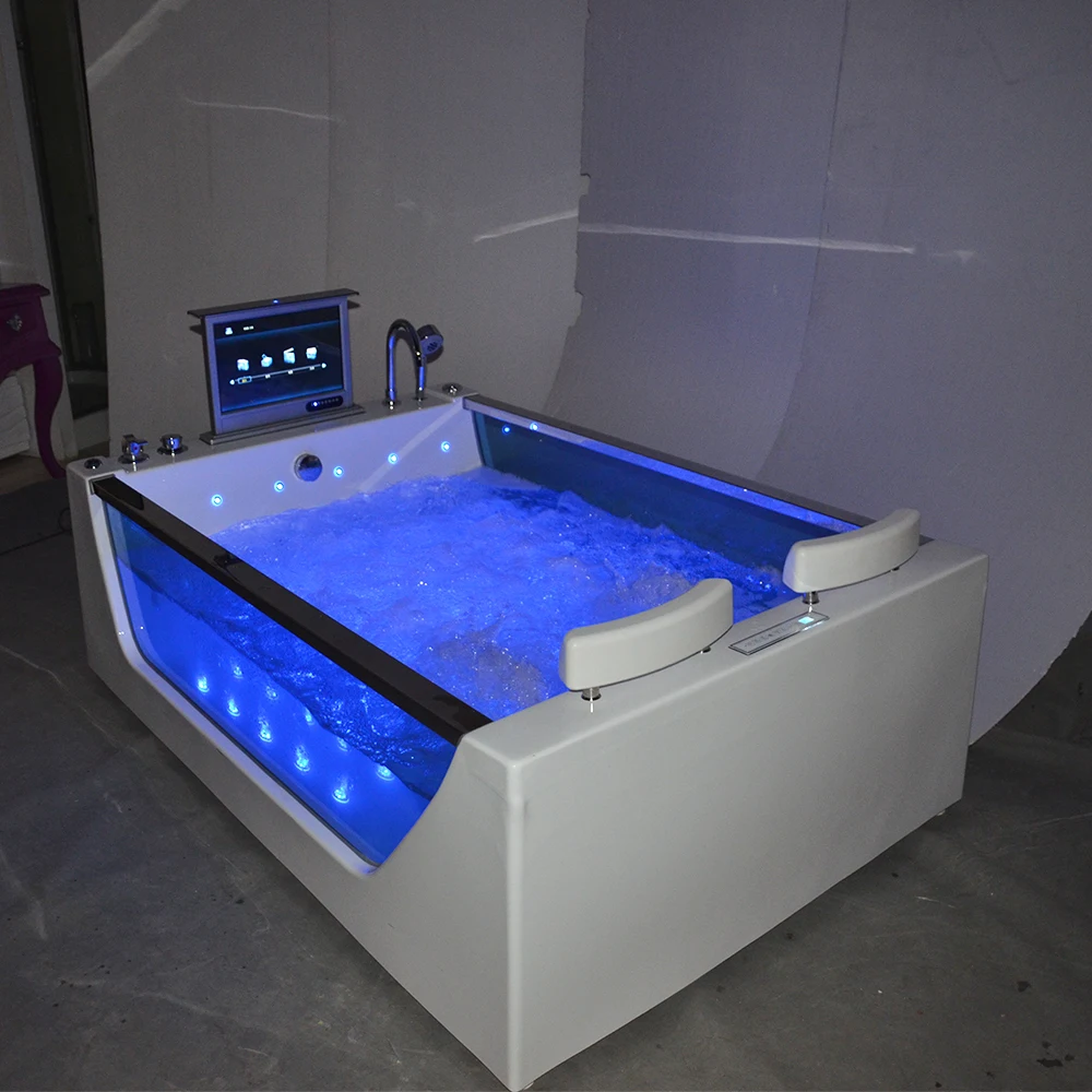 Smart Modern Surf Air Massage Bathtub Acrylic Material Thermostatic Heating Color Light Bubble Whirlpool Features for Home Use