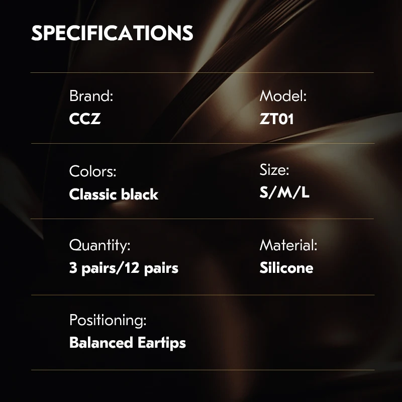 CCZ ZT01 سيليكون استبدال سماعات الأذن 3 أزواج/12 زوج (S/M/L) متوازن داخل الأذن يغطي سماعات الأذن لسماعات KZ ZS12 PROX ZA12 EDX