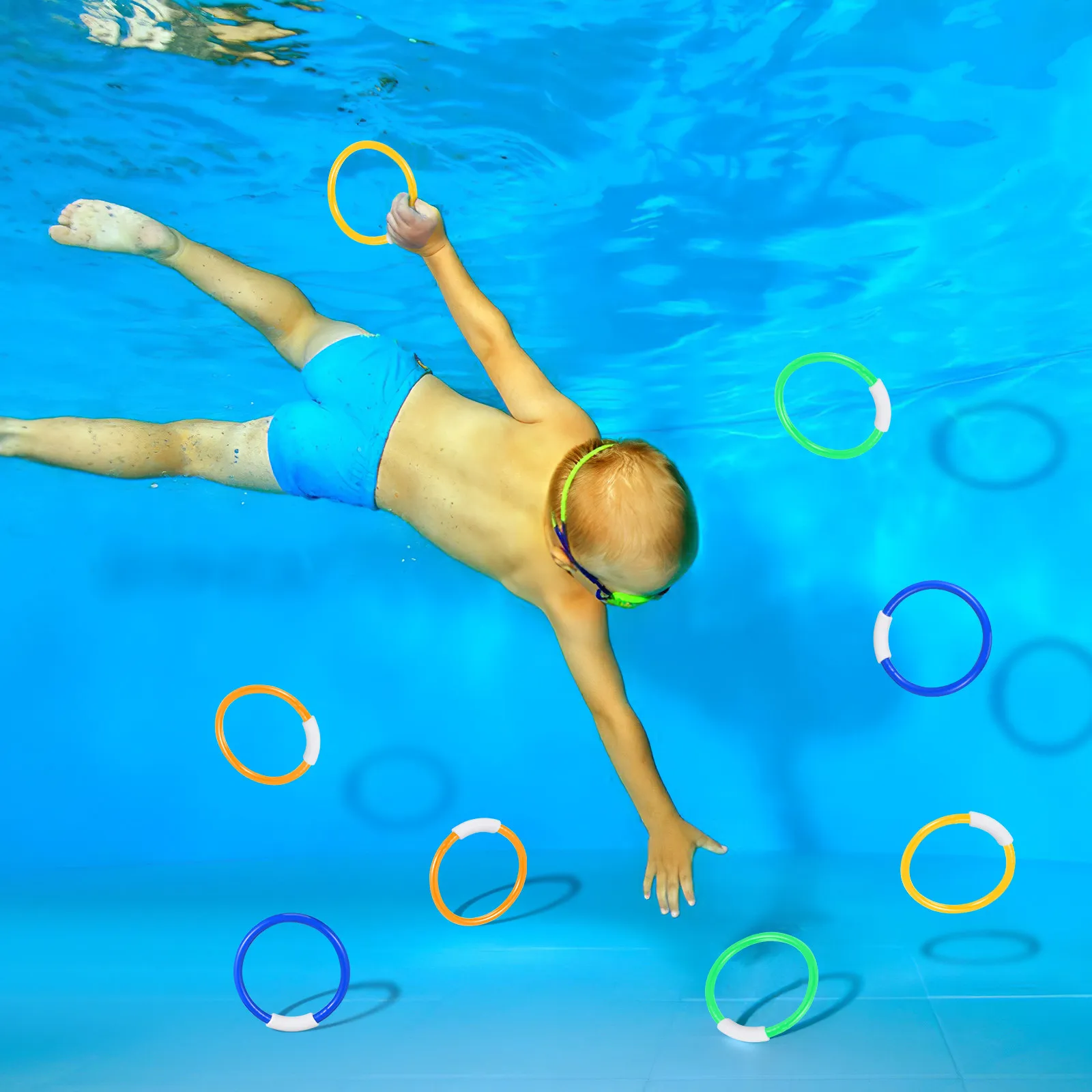 8Pcs Diving Rings Colorful Design Kids Swimming Pool Grab Rings Underwater Training for Children Boys Girls Diving Grab Ring