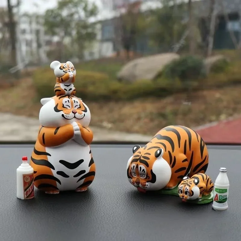 Original Blind Box Ich bin nicht fett Tiger Panghu mit Baby 2er Serie Anime Figur Puppe Spielzeug Trendy Spielen Kawaii Modell Geburtstagsgeschenk