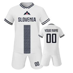 Slovenia Custom Kids Soccer Jersey Set Personalized Football Kit with Name and Number Quick-Dry Team Tracksuit for Boys & Girls