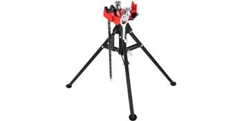 Steel Tripod Pipe Chain Vise 1/8-5in Capacity Foldable Legs Tri-Stand Bench Vice for Fixing Supporting Bending Metal Pipes