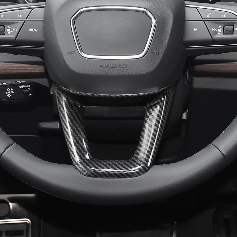Carbon Fiber Color Steering Wheel Frame Decoration Cover Trim For Audi Q5 FY 2018-2021 Car Styling Interior Accessories