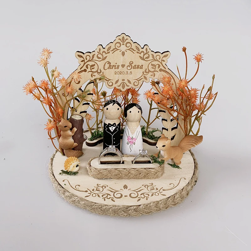 

Custom Name Date Logo Ring Holder Engagement Proposal Wedding Decorate Take Oath Ring Box