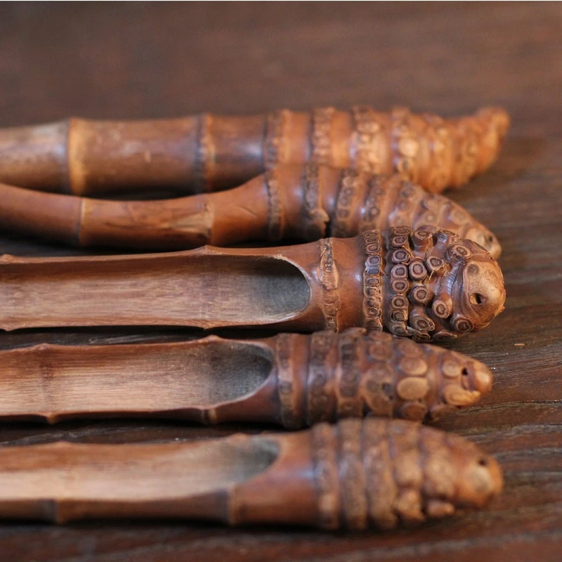 Natural Bamboo Root Tea Spoon Caddy Spoon Tea Spoon Handmade Kung Fu Tea Ceremony Utensils Root Carving