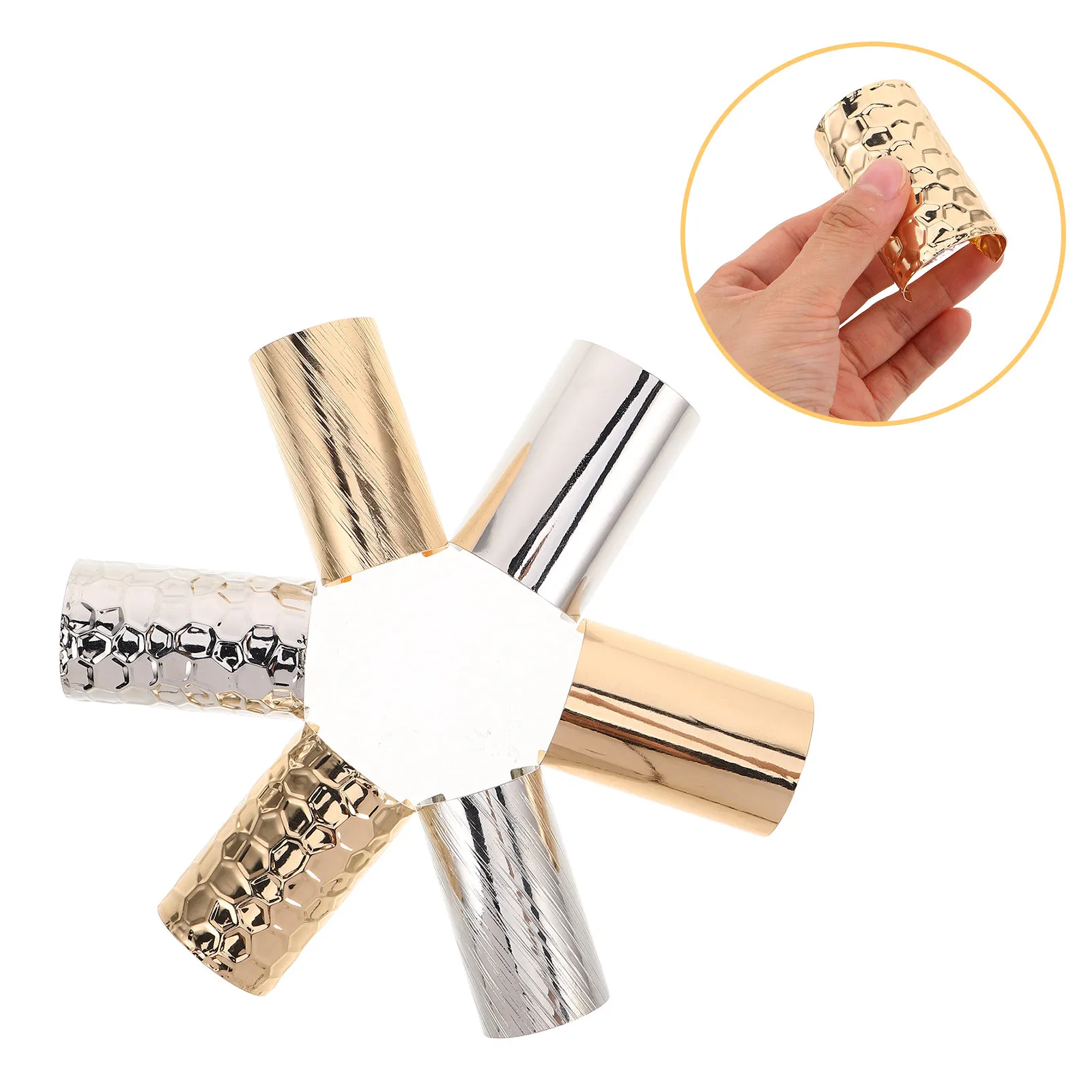 

6Pcs Ponytail Cuff for Women - Vintage Metal Hair Clips with Brushed Texture Secure Hold for Thick Fine Hair High Ponytail