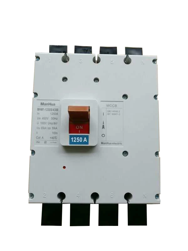 MHM1-1250S 1250A 1000A 1600A 4P  Four Poles  MCCB Standard Type AC690V  65KA Moulded Case Circuit Breaker