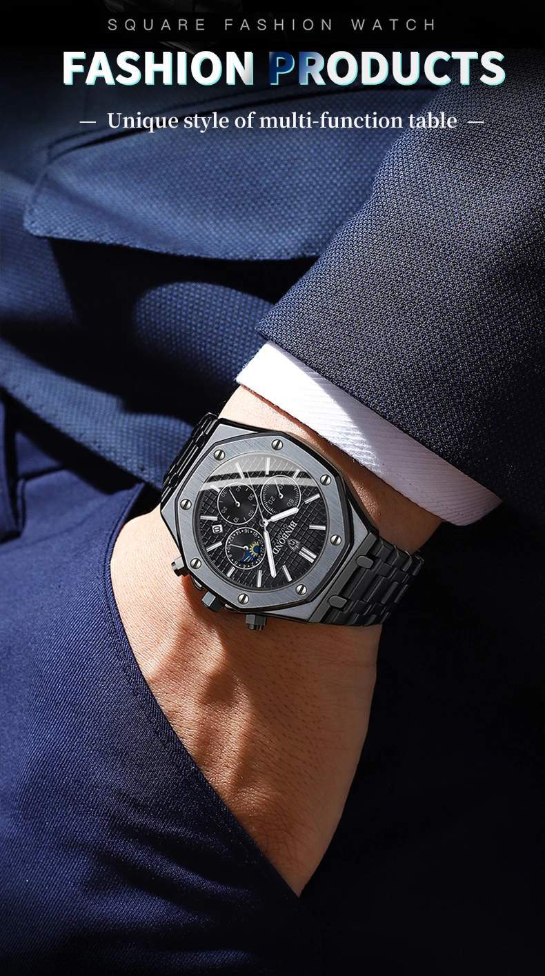 BINBOND Qualität Männer Uhr Luxus Hohe Mann Quarz Armbanduhr Wasserdicht Leucht Datum Edelstahl herren Uhren Casual Uhr – Detail 2