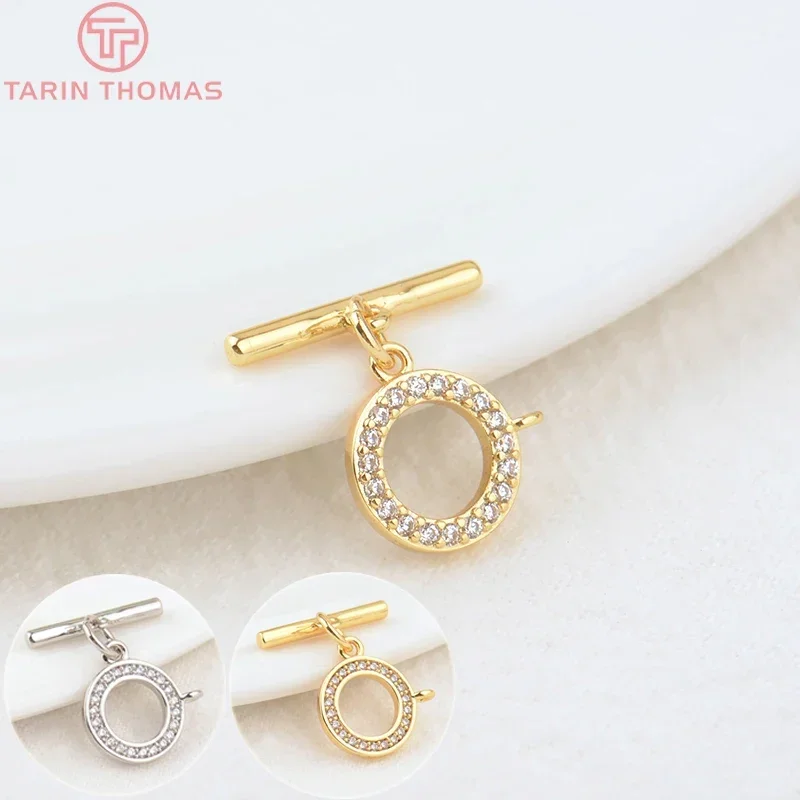 (3354)6 Sets O:9MM T:14MM 24K Gold Color Plated Brass Round Bracelet O Toggle Clasps High Quality Diy Jewelry Accessories