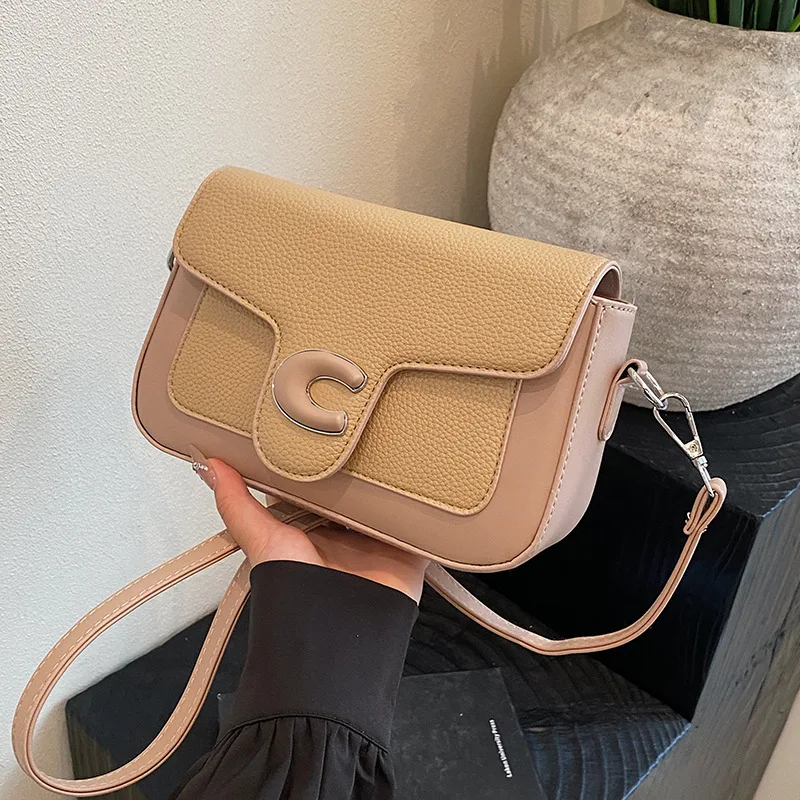 Women's Minimalist Retro Patchwork Bag - Color Block Small Square Bag, Niche Fashion Handbag for Commuting & Casual