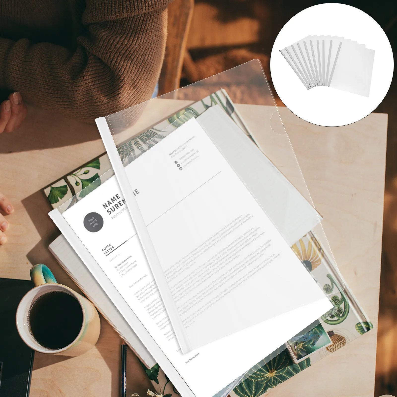 

10Pcs Clear Report Covers with Sliding Bar Document Organizer Folders for Office School Teachers Students A4 File Storage Clamps