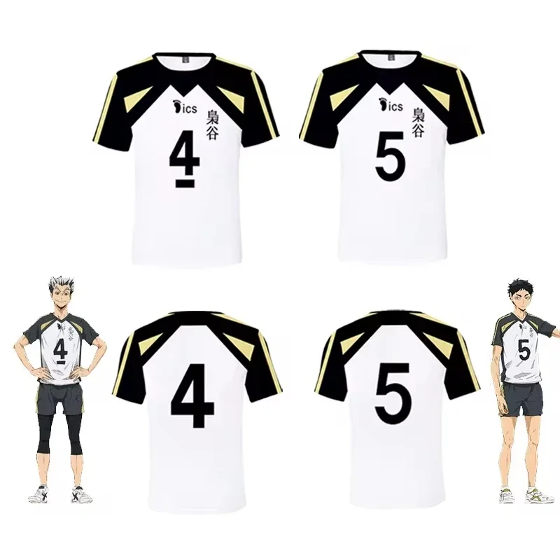 Camiseta de estilo Haikyuu con estampado 3d de Anime para niños, Jersey de Fukurodani Academy, ropa deportiva informal de gran tamaño, Unisex, Verano