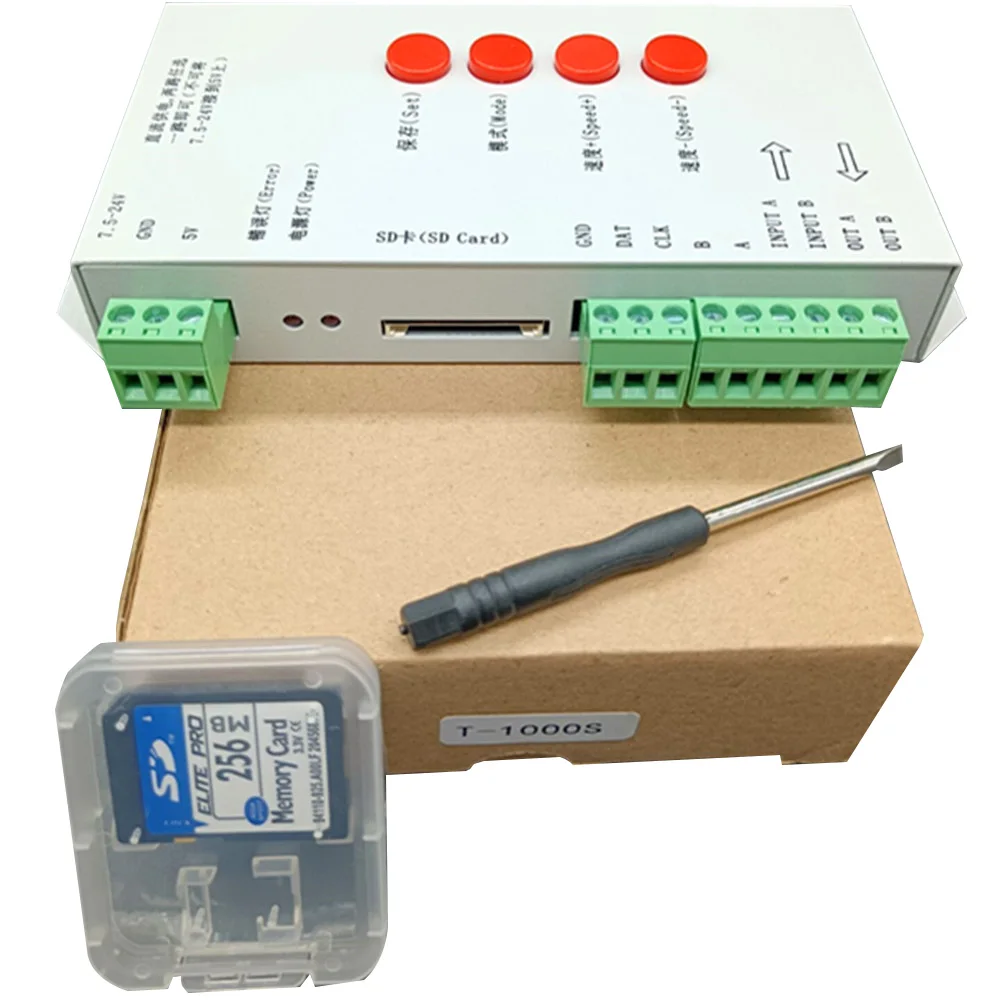 LED T1000S 128 SD Card Pixels Controller,DC5~24V,for WS2801 WS2811 WS2812B LPD6803 LED 2048 strip light lamp