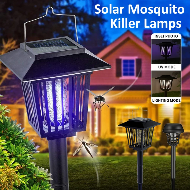 Solar Mosquito Killer Lamps Waterproof Outdoor Mosquito Zapper Killer and Lighting Repellent Lamp for Indoor Outdoor Use Garden