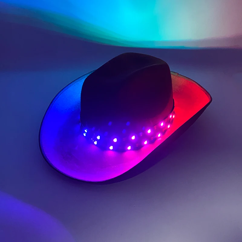 

Remote Control Change Colors LED Cowboy Hat Light Up Cowboy Cap Rave Party Props Luminous Hat Men Women Performence Supplies