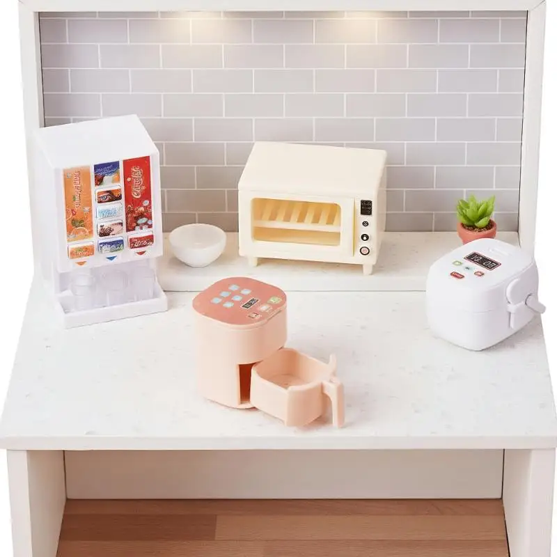 1/12 Scale Miniature Dollhouse Ornaments - Air Fryer, Rice Cooker, Oven, and Beverage Machine Kitchen Appliances.