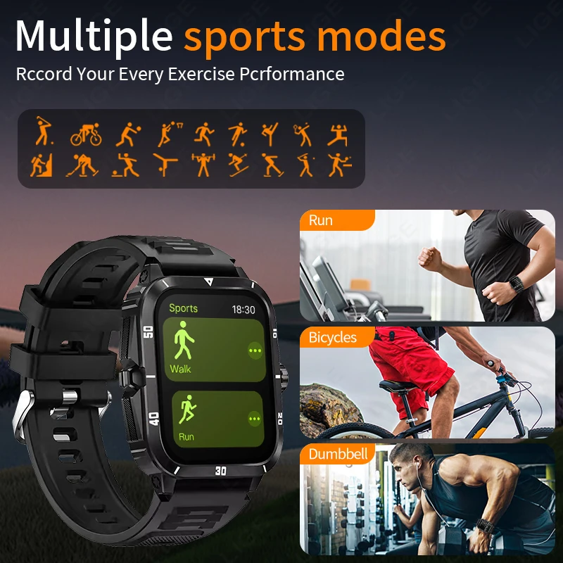 LIGE Health Smart Watch Heart Rate Blood Pressure Blood Oxygen Monitoring Bluetooth Call Men Women Smart Watch Waterproof Watch - Image 5